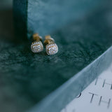18k Solid Gold Cushion Halo Diamond Studs - - Earrings - Ofina