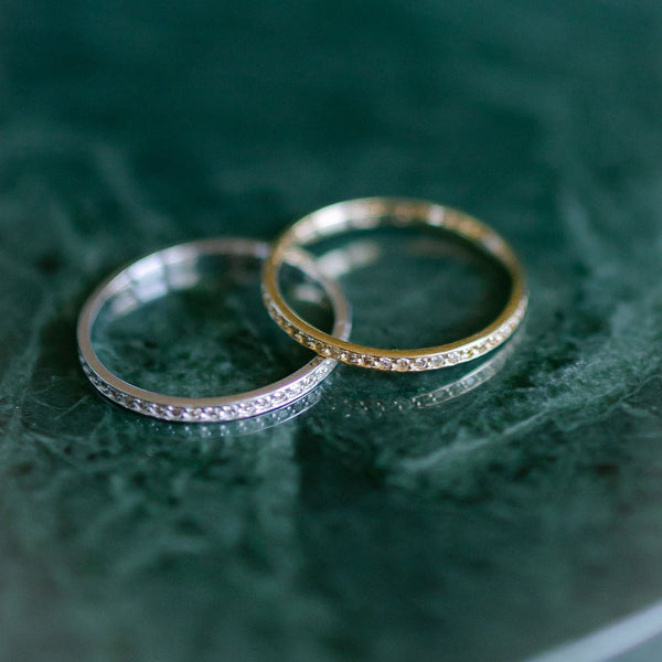 SALE - 14k Solid Gold Diamond Pave Ring - - Rings - Ofina