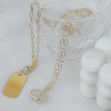 Elongated Oval Link Textured Carabiner Necklace - - Necklaces - Ofina