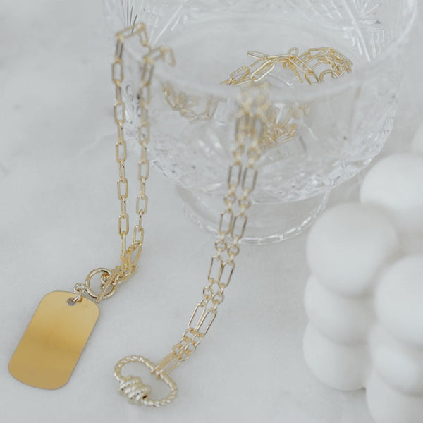 SALE - Medium Dog Tag Necklace w/ Toggle Clasp - - Necklaces - Ofina