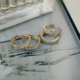10k Solid Gold CZ Textured Channel Huggie - - Earrings - Ofina