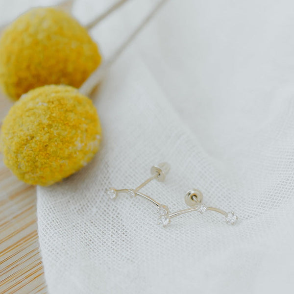 10k Solid Gold Triple CZ Constellation Studs - - Earrings - Ofina