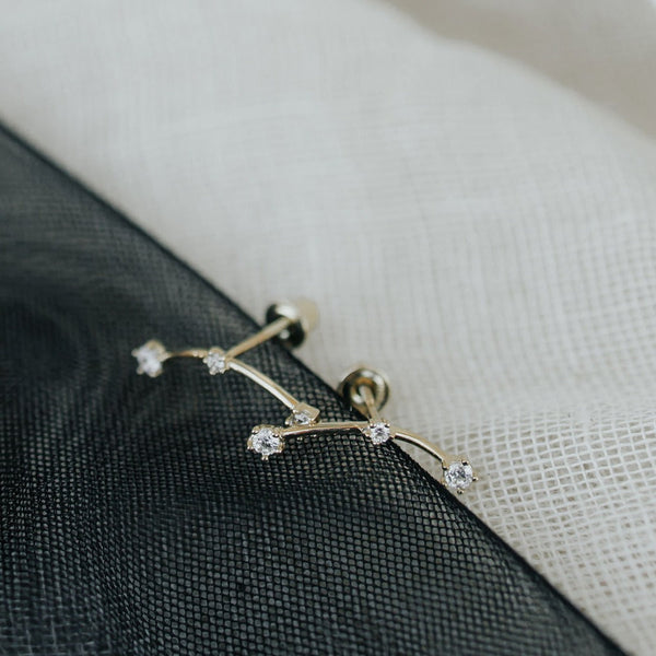 10k Solid Gold Triple CZ Constellation Studs - - Earrings - Ofina