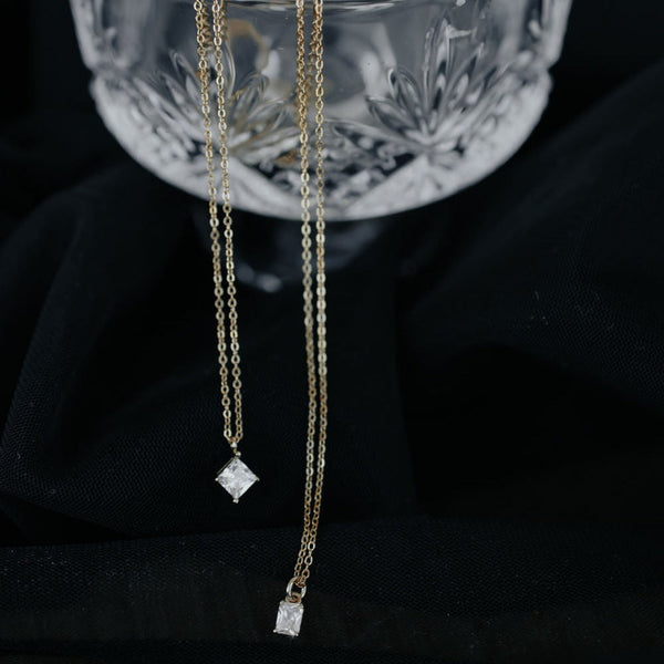 Tiny CZ Emerald Necklace - - Necklaces - Ofina