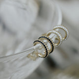 Black CZ Huggie Studs - - Earrings - Ofina
