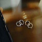 Thin Hexagon Huggies - - Earrings - Ofina