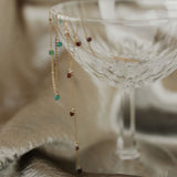 Tiny Green Onyx Stone Drop Beaded Necklace - - Necklaces - Ofina