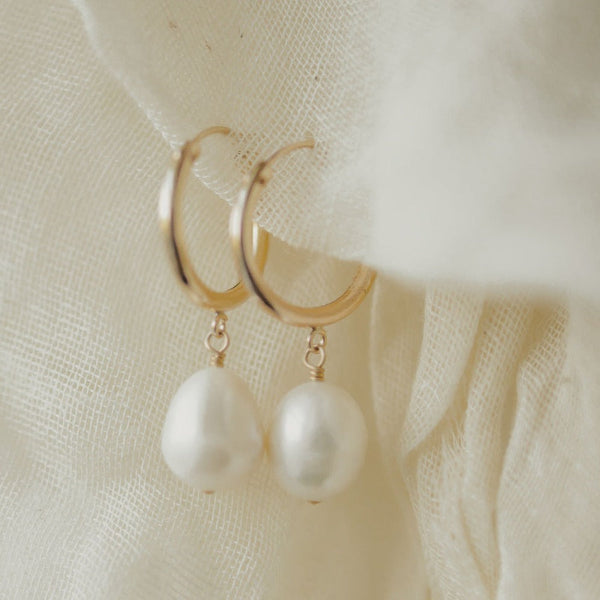 Pearl Huggie Earrings - - Earrings - Ofina