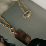 Elongated Oval Link Textured Carabiner Necklace - - Necklaces - Ofina