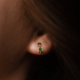 Green CZ Dangle Teardrop Studs - - Earrings - Ofina