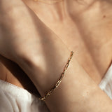 SALE - 10k Solid Gold Bold Paperclip Bracelet - - Bracelets - Ofina