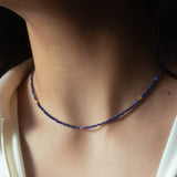 Lapis Lazuli + Gold Mix Choker Necklace - - Necklaces - Ofina