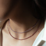 Rhodolite + Gold Mix Choker Necklace - - Necklaces - Ofina