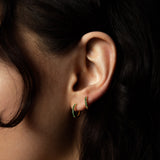 Thin Emerald CZ Huggies - - Earrings - Ofina