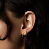 Thick Emerald CZ Huggies - - Earrings - Ofina