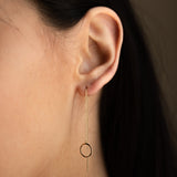 14k Solid Gold Circle Ear Threaders - - Earrings - Ofina