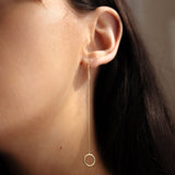 14k Solid Gold Circle Ear Threaders - - Earrings - Ofina