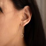 14k Solid Gold Circle Ear Threaders - - Earrings - Ofina