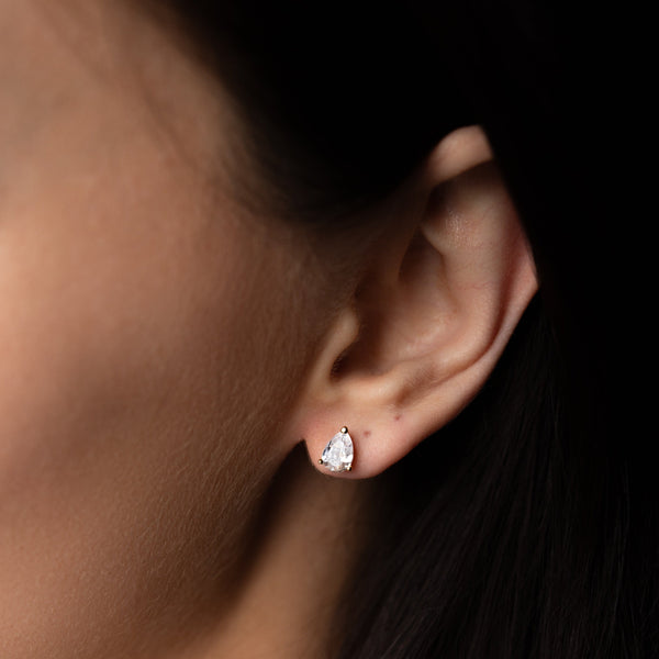 Large CZ Teardrop Studs - - Earrings - Ofina