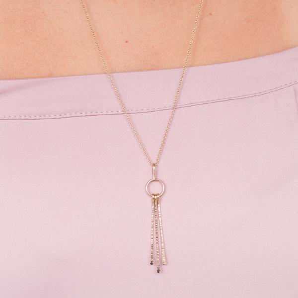 Triple Fringe Long Necklace - - Necklaces - Ofina