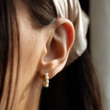 10k Solid Gold Freshwater Pearl Huggies -  - Earrings - Ofina