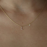 Bezel Diamond & Initial Necklace - - Necklaces - Ofina