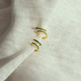 Thin Emerald CZ Huggies - - Earrings - Ofina
