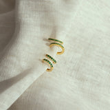 Thick Emerald CZ Huggies - - Earrings - Ofina