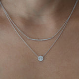 Thin Curved Bar Diamond Necklace - - Necklaces - Ofina