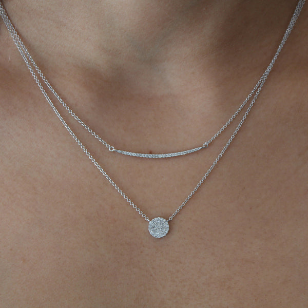 Thin Curved Bar Diamond Necklace - - Necklaces - Ofina