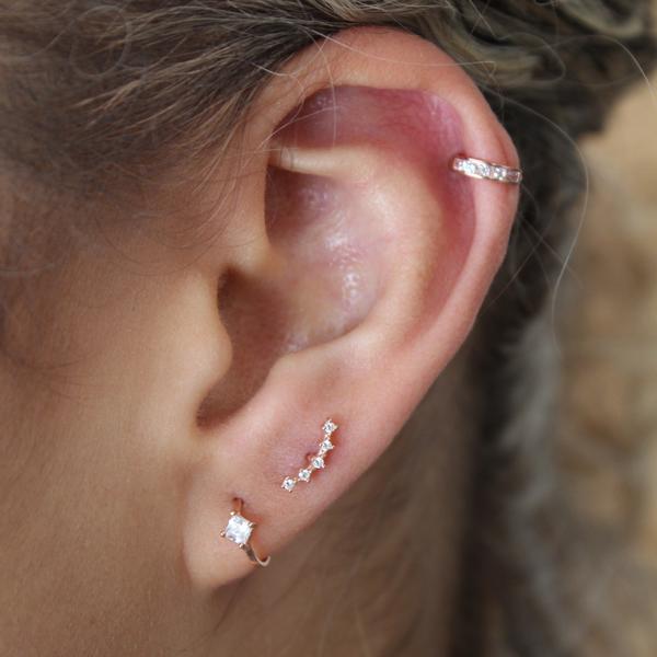 10k Solid Gold Tiny CZ Curved Crawler -  - Earrings - Ofina