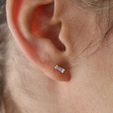 10k Solid Gold Baguette CZ Studs - - Earrings - Ofina