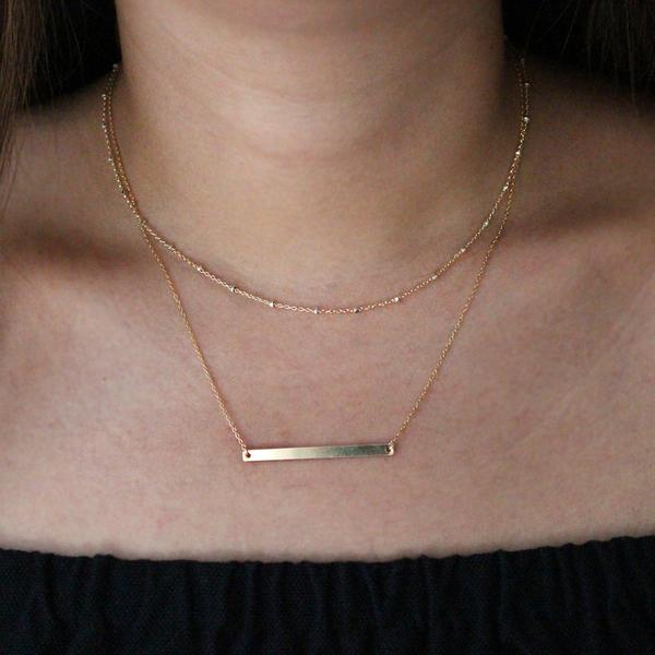 SALE - Long Thin Bar Necklace - - Necklaces - Ofina