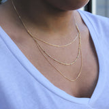Triple Layer 2-Tone Ball Chain Necklace - - Necklaces - Ofina