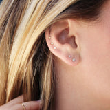 10k Solid Gold CZ Scalloped Studs - - Earrings - Ofina