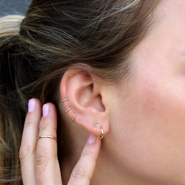 10k Solid Gold Eye Studs -  - Earrings - Ofina