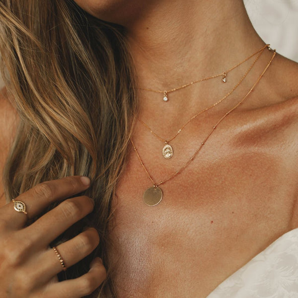 Tiny CZ Bezel Choker / Necklace - - Necklaces - Ofina