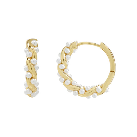 Pearl Twist Hoops - gold - Necklaces - Ofina