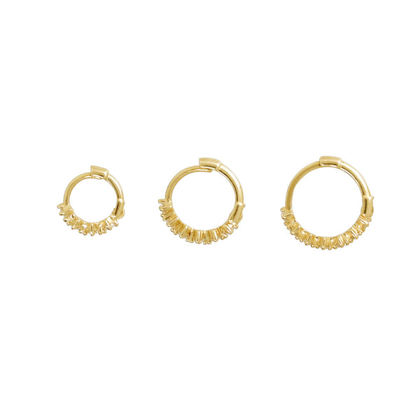 10k Solid Gold Prong CZ Huggie - - Earrings - Ofina