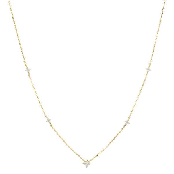 14k Solid Gold Multi-Sparkle Necklace -  - Necklaces - Ofina