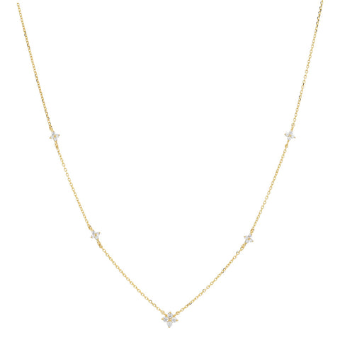 14k Solid Gold Multi-Sparkle Necklace - - Necklaces - Ofina