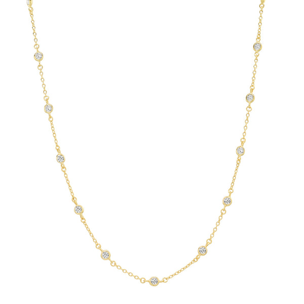 Tiny Multi-CZ Bezel Choker - - Necklaces - Ofina