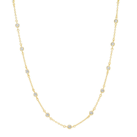 Tiny Multi-CZ Bezel Choker - - Necklaces - Ofina