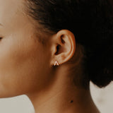 SALE - 10k Solid Gold Chevron Triangle Ear Jacket Studs - - Earrings - Ofina