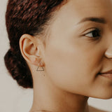 SALE - 10k Solid Gold Chevron Triangle Ear Jacket Studs - - Earrings - Ofina