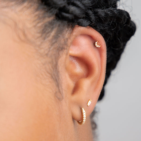 SALE-Mini CZ Half Moon Studs - - Earrings - Ofina