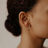 SALE - 10k Solid Gold CZ Pave Huggie/Hoop Studs - - Earrings - Ofina