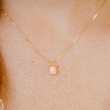 Rose Quartz Emerald Necklace - - Necklaces - Ofina