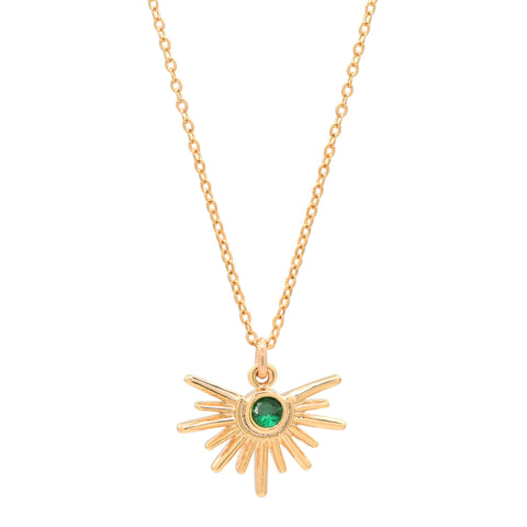 Green CZ Starburst Necklace - - Necklaces - Ofina