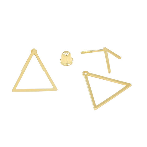 SALE - 10k Solid Gold Chevron Triangle Ear Jacket Studs - - Earrings - Ofina